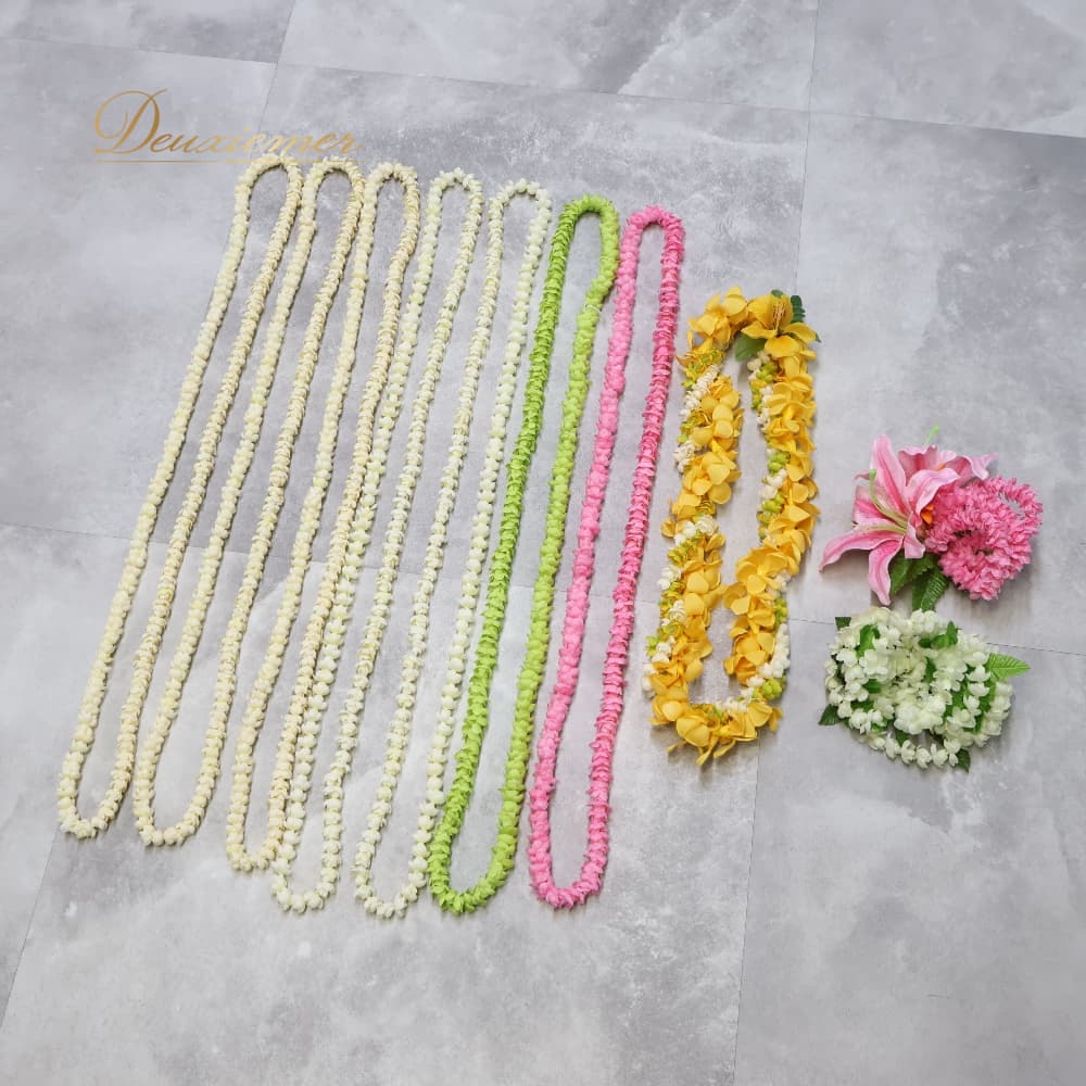 【中古】 フラダンス 小物 まとめ売り 全10点 セット ピカケ ピカケレイ レイ 白 緑 ヘアクリップ ヘアアクセサリー フラ ダンス タヒチアン イベント ステージ ネックレス ホワイト系 ピンク系 イエロー系 グリーン系 白系 フラ用品 画像参照サイズ Z003-9912098000163