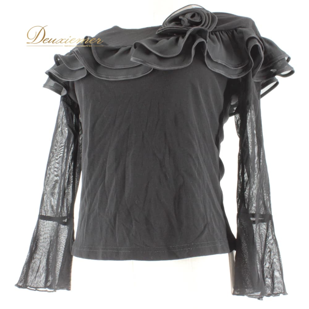 Rakuten - 【中古】 ICHIOKU イチオク 社交ダンス 衣装 スタンダード トップス レッスンウェア レディース 練習着 フォーマル ブラック系 黒 レース フリル シック モダン ダンス シャツ ブラウス 表記Mサイズ I046-2510701006112