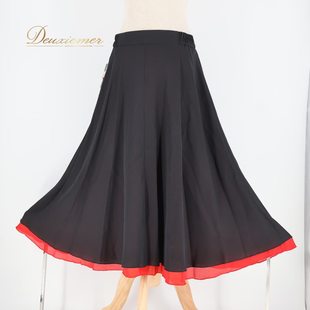 乐天商城 - 【中古】 elegance fashion 社交ダンス 衣装 スカート ブラック系 レッド系 練習 レッスン 無地 シンプル 黒 赤 上品 リバーシブル 2way かわいい 巻きスカート ラップスカート LLサイズ A001-2510718011710