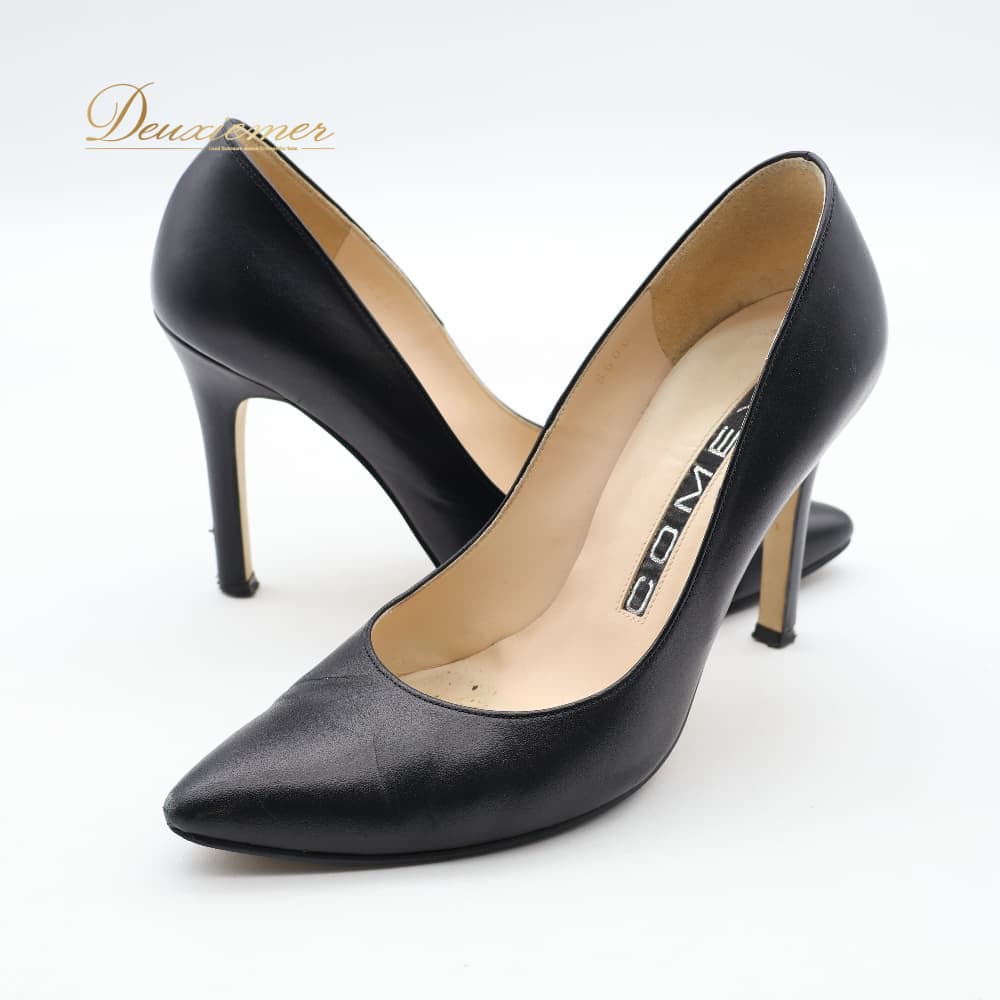 乐天商城 - 【中古】 COMEX レディース シューズ 22 1/2サイズ ブラック系 日本製 黒 靴 くつ ヒール 無地 シンプル 上品 お出かけ おしゃれ かわいい カジュアル K017-2516539000063