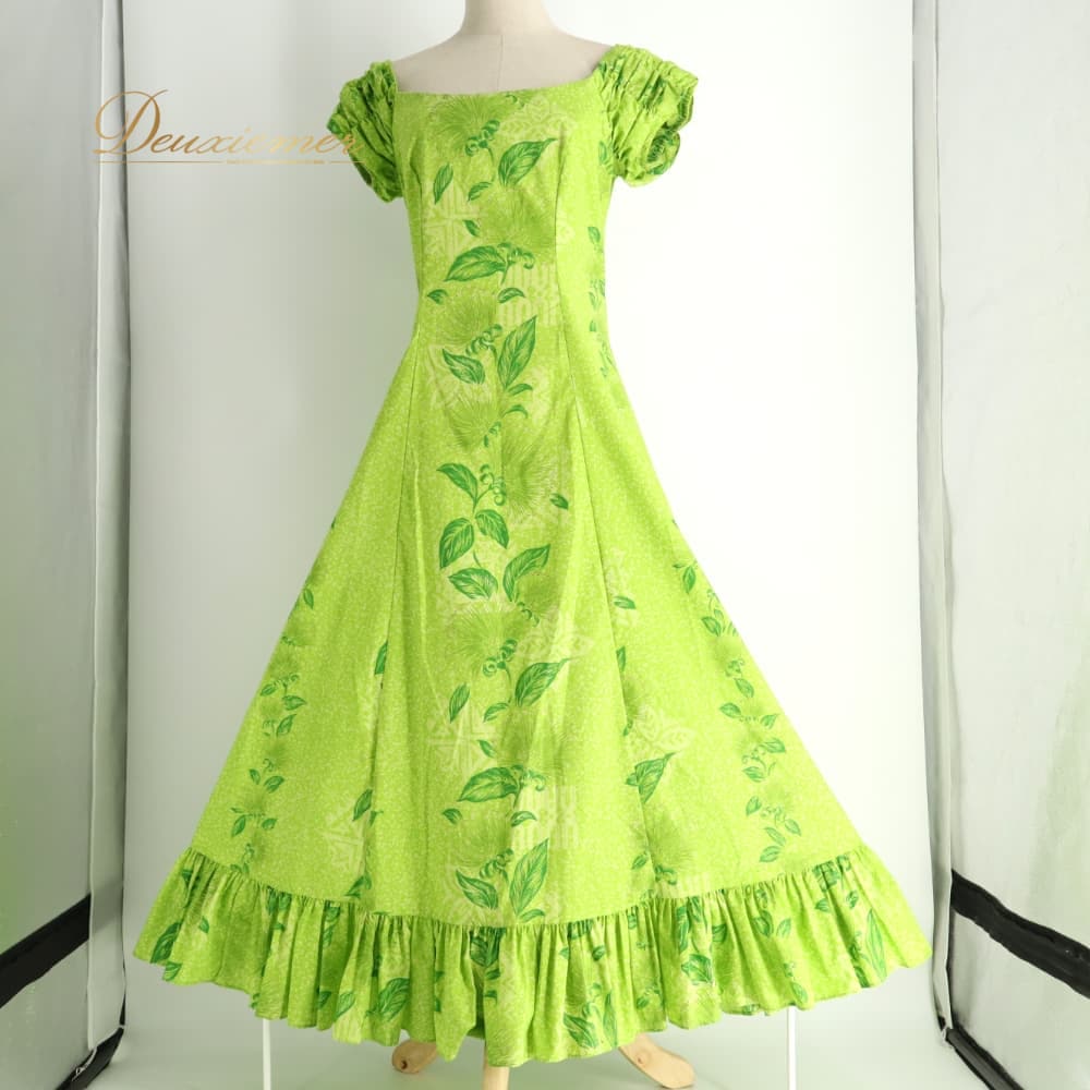 【中古】 CC Fashions CCファッション フラダンス 衣装 ワンピース グリーン系 花...