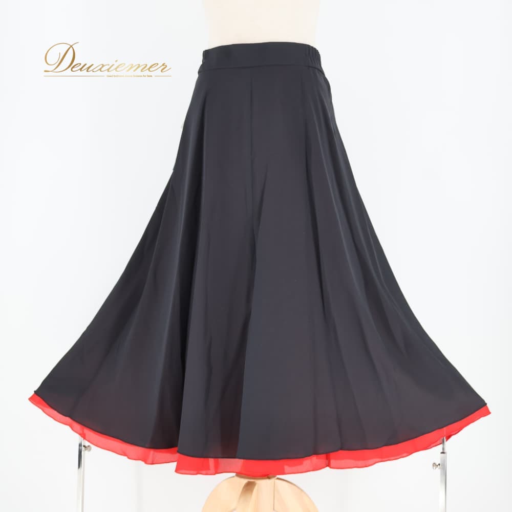 Rakuten - 【中古】 elegance fashion 社交ダンス 衣装 スカート レッスンウェア ブラック系 無地 シンプル 黒 赤 上品 リバーシブル 2way かわいい 練習 レッスン 巻きスカート ラップスカート ダンス衣装 イベント ステージ パーティー レッド系 LLサイズ A007-2510718012045