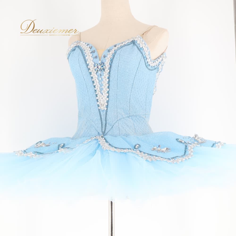 Tutu - 【中古】 バレエダンス 衣装 チュチュレオタード ホワイト系 ブルー系 水色 白 レース コンクール ジュニア 子供 発表会 バレエ用品 発表会衣装 コンクール衣装 舞台衣装 Z004-2534522000166