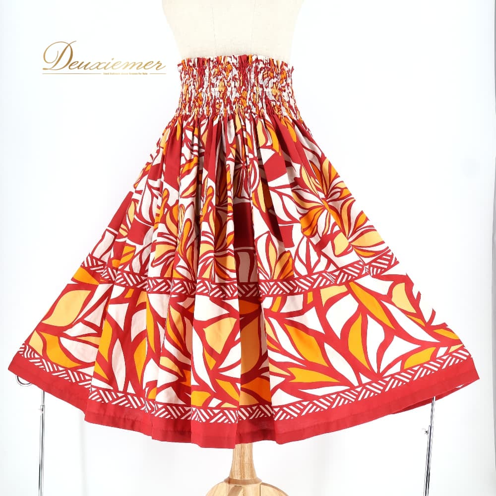 Rakuten - 【中古】 フラダンス 衣装 パウスカート レッド系 ハワイアンプリント 花柄 植物柄 アロハ フラ ダンス レッスン 練習 シングル スカート 華やか 鮮やか かわいい おしゃれ 赤 白 橙 黄 ホワイト系 イエロー系 オレンジ系 フレア ハワイアン フラガール H020-2512018009213