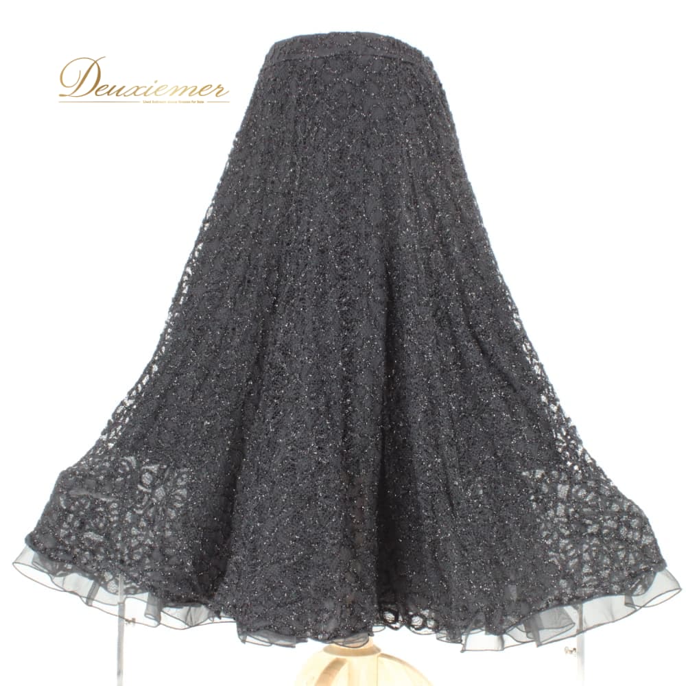 樂天商城 - 【中古】 Sanline サンリーヌ 社交ダンス 衣装 スカート レッスンウェア ブラック系 黒 練習着 フォーマル レース スタンダード キラキラ 上品 大人っぽい きれいめ 華やか エレガント レディース オールシーズン ボールルームダンス Lサイズ B085-2510718012564