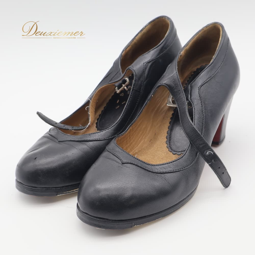 deuxiemer 楽天市場店の【中古】BULERIA フラメンコ 衣装 34 1/2 靴 ダンスシューズ ブラック系 黒 釘 釘あり 釘入り くぎ ヒール ダンス パーティ 発表会 レッスン 練習 レディース 無地 スペイン製 34 1/2サイズ K003-2511033001240｜アングル2