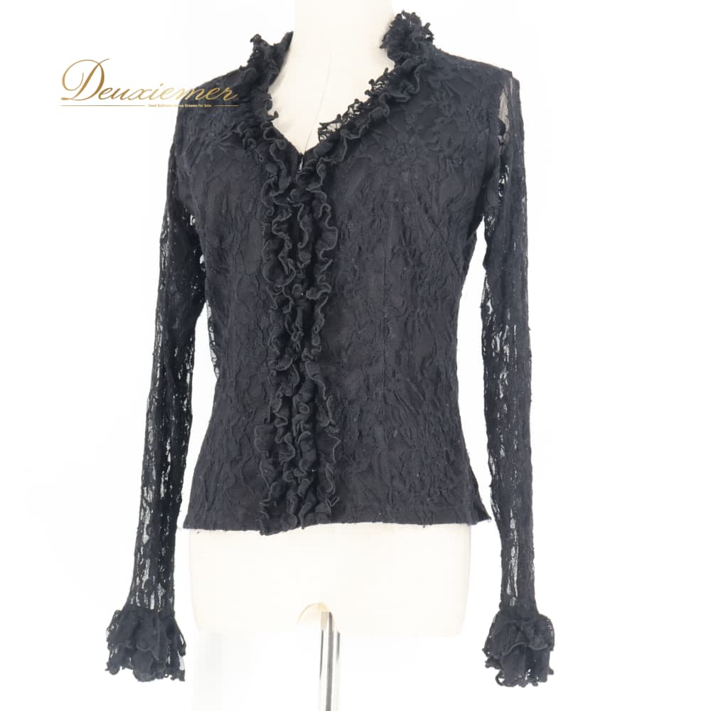 【中古】 SONIA JOHNES ソニアジョーンズ フラメンコ 衣装 トップス ブラウス ブラック系 黒 レース フリル 長袖 ダンス パーティ 発表会 高級感 上品 大人 エレガント 華やか ダンス衣装 かわいい レディース 4サイズ C025-2511002002223