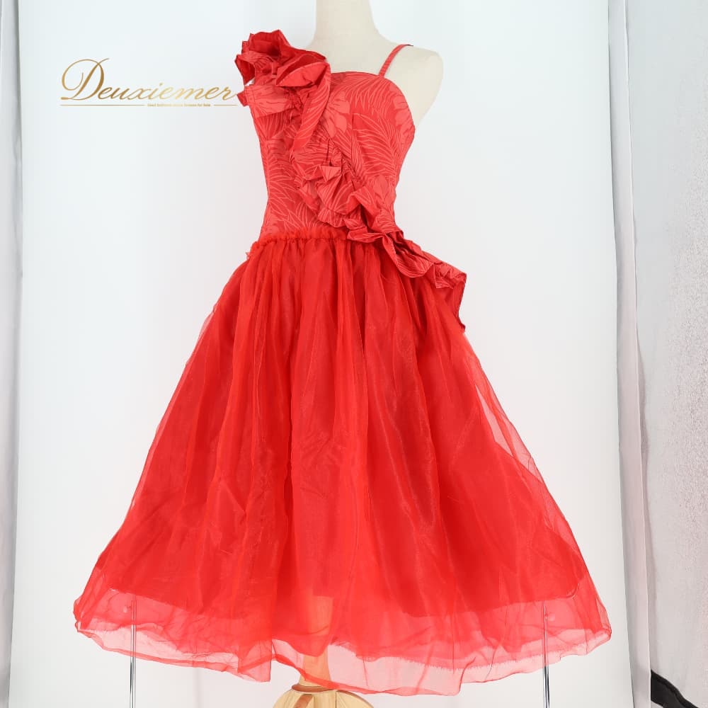 Rakuten - 【中古】 CC Fashions CCファッション フラダンス 衣装 ワンピース ドレス レッド系 ハワイ製 モンステラ柄 ハワイアンプリント アロハ フラ ダンス レッスン 練習 キャミソールドレス 華やか 鮮やか かわいい おしゃれ フリル チュール 3-4サイズ A020-2512019010850