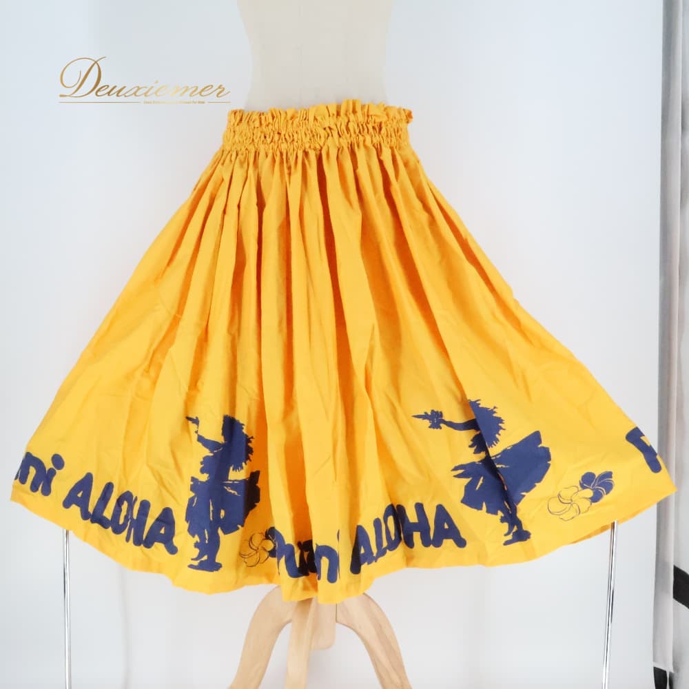Rakuten - 【中古】 ALOHA STANDARDS アロハスタンダード フラダンス 衣装 紐パウスカート イエロー系 日本製 ネイビー系 シングル シンプル プルメリア柄 かわいい 華やか 鮮やか 明るい 印象的 黄 紺 ハワイアン アロハ ハワイアンプリント フラ ダンス 練習 A116-2512018009749