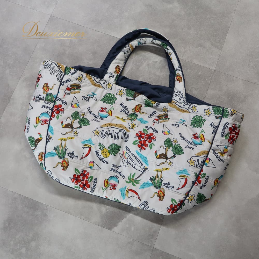 【中古】 Hula Lani フラダンス 衣装 バッグ トートバック ホワイト系 ハイビスカ...