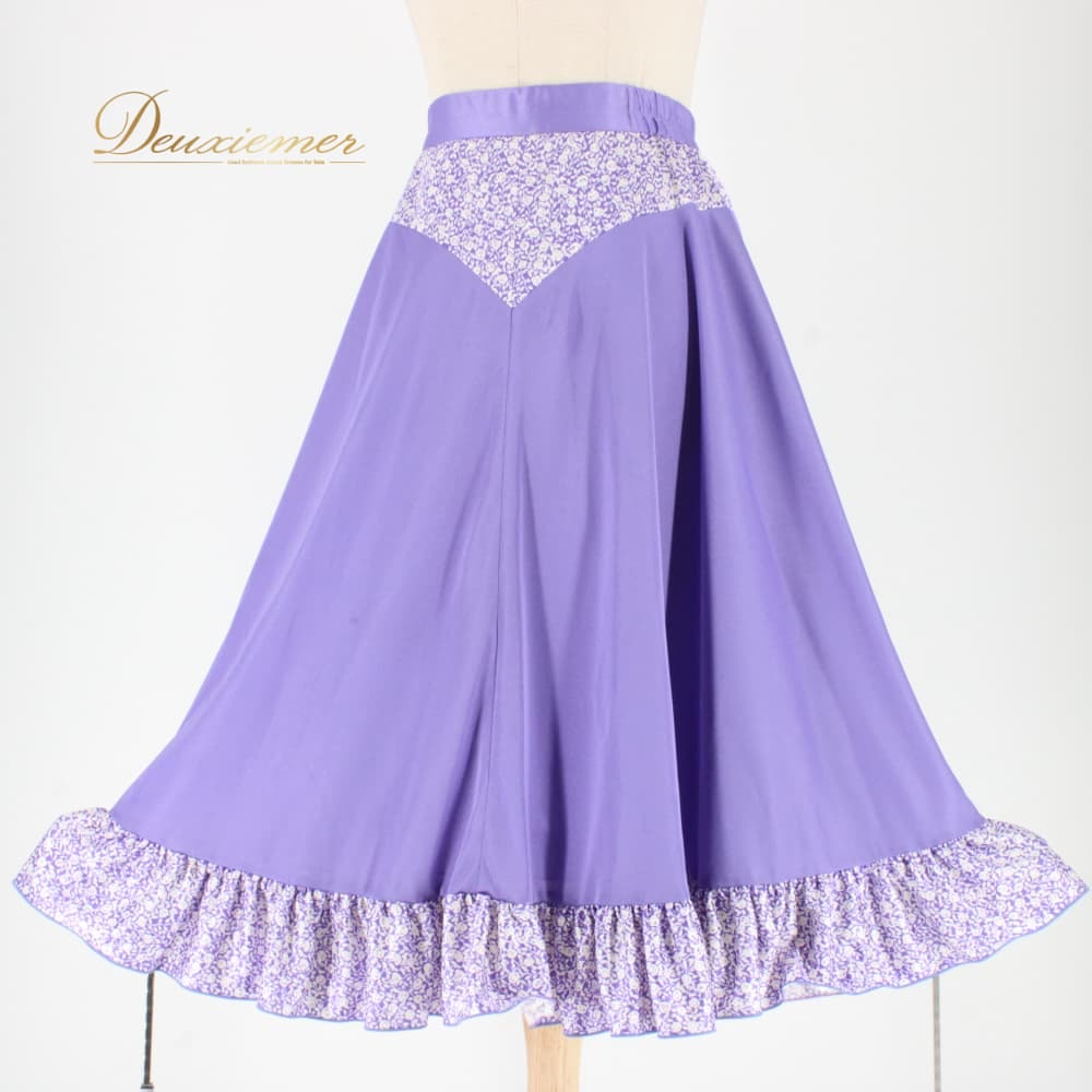 樂天商城 - 【中古】 Collection de Dentelle コレクション・ド・ダンテル 社交ダンス 衣装 スカート レッスンウェア パープル系 ホワイト系 紫 白 花柄 バイカラー フェミニン 清楚 かわいい スタンダード エレガント 上品 大人っぽい きれいめ 華やか Mサイズ I023-2510718013004