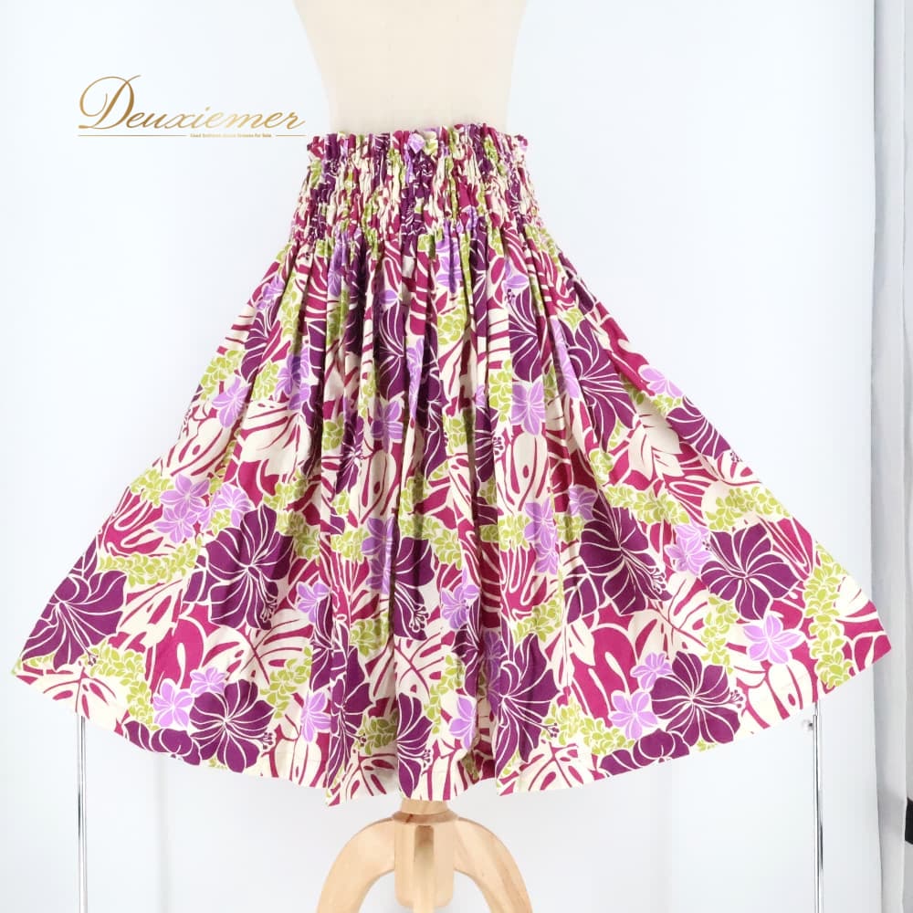 樂天商城 - 【中古】 PauSkirtShop パウスカートショップ フラダンス 衣装 パウスカート パープル系 日本製 プルメリア柄 ハイビスカス柄 カラフル かわいい 華やか 鮮やか 明るい 紫 黄緑 白 ハワイアン アロハ フラ ダンス レッスン 練習 グリーン系 ホワイト系 A116-2512018009909