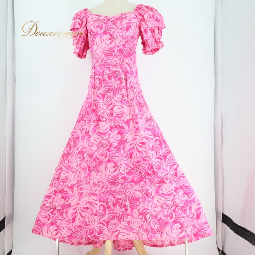 【中古】 フラダンス 衣装 ワンピース ドレス ピンク系 ワントーン アシンメトリー...