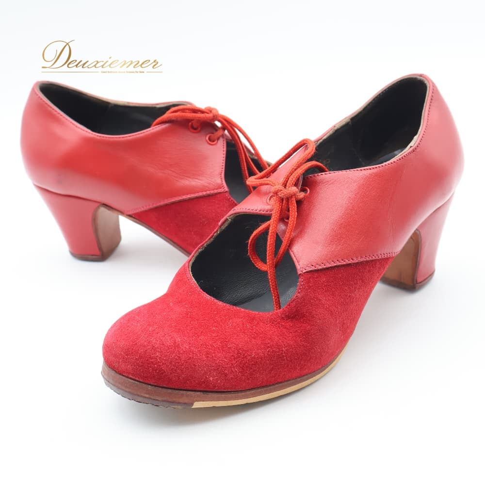  LUNA FLAMENCA ルナフラメンカ フラメンコ 衣装 36 ダンスシューズ 靴 シューズ レッド系 赤 釘 釘有り 釘入り くぎ ベルベット ヒール ダンス パーティ 発表会 くつ 舞台衣装 レディース 36サイズ K006-2511033000762