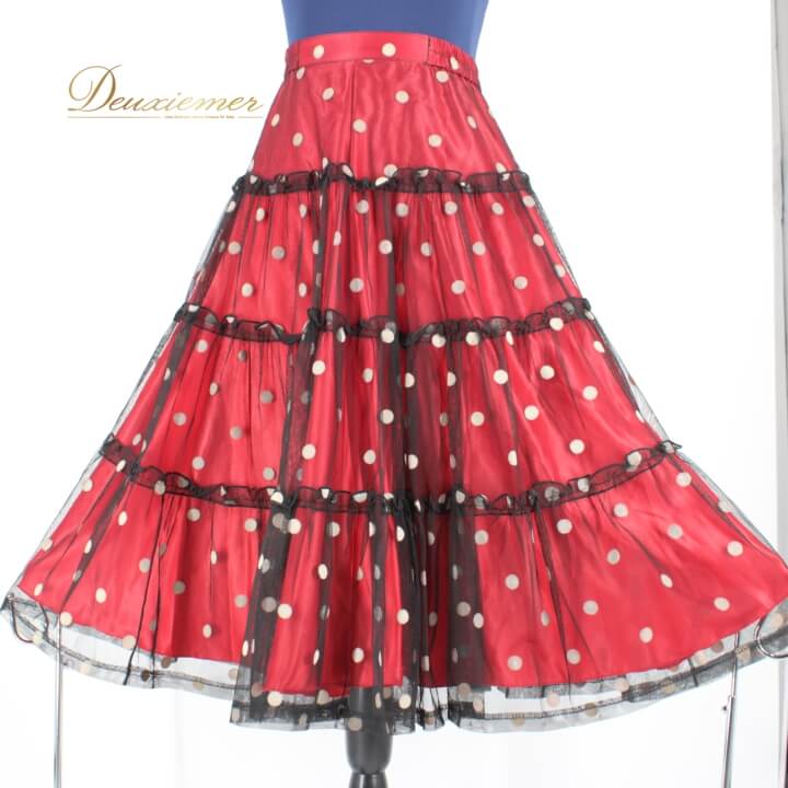 【中古】社交ダンス 衣装 スタンダード スカート レッスンウェア 女性用 オールシーズン 赤 黒 白 ブラ..