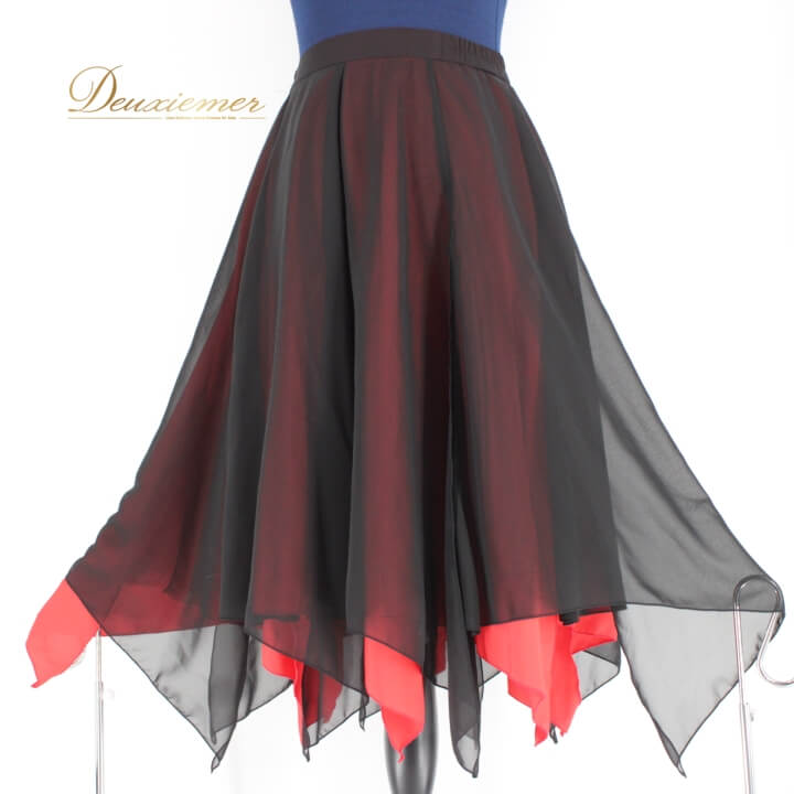 【中古】社交ダンス 衣装 スタンダード スカート レッスンウェア 女性用 レディース オールシーズン 赤..