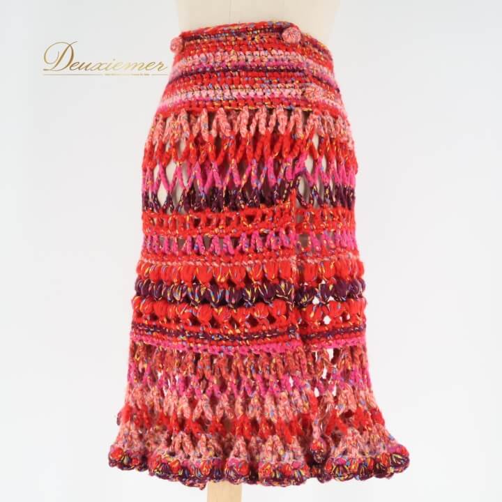 【中古】TOKUKO 1er VOL トクコプルミエヴォル レディース スカート 巻きスカート 9 毛糸 ニット 赤 オ..