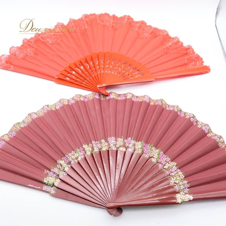 【中古】フラメンコ アバニコ 扇子 小物 小道具 まとめ売り 2点 セット レッド系 赤 小豆色 アクセサリー 花柄 レース 練習 舞台 発表会 イベント 赤系...