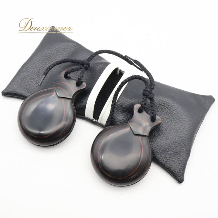 【中古】CASTANUELAS DEL SUR フラメンコ パリージョ カスタネット ブラック系 黒 小物 小道具 ペア 両..