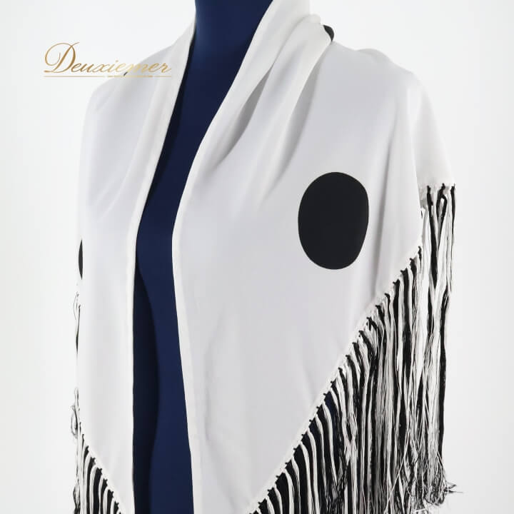 【中古】フラメンコ衣装 シージョ ピキージョ 小物 ホワイト系 白 ブラック系 黒 水玉模様 柄 アクセサ..