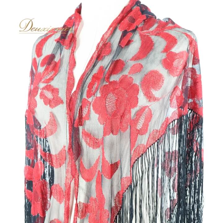 【中古】フラメンコ 衣装 シージョ ピキージョ 小物 レッド系 赤 ブラック系 黒 花柄 レース アクセサ..