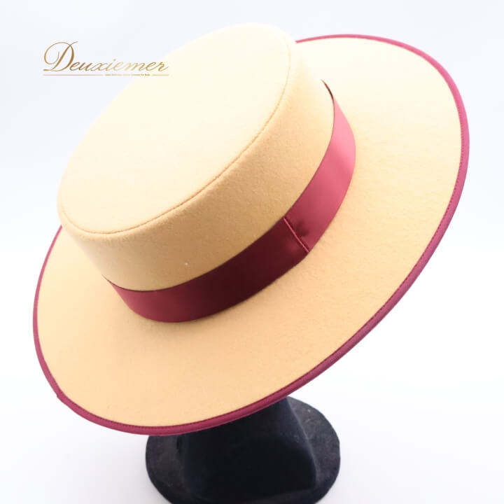 【中古】フラメンコ 衣装 コルドベス ハット 帽子 小物 小道具 ベージュ系 レッド系 ワインレッド ダン..