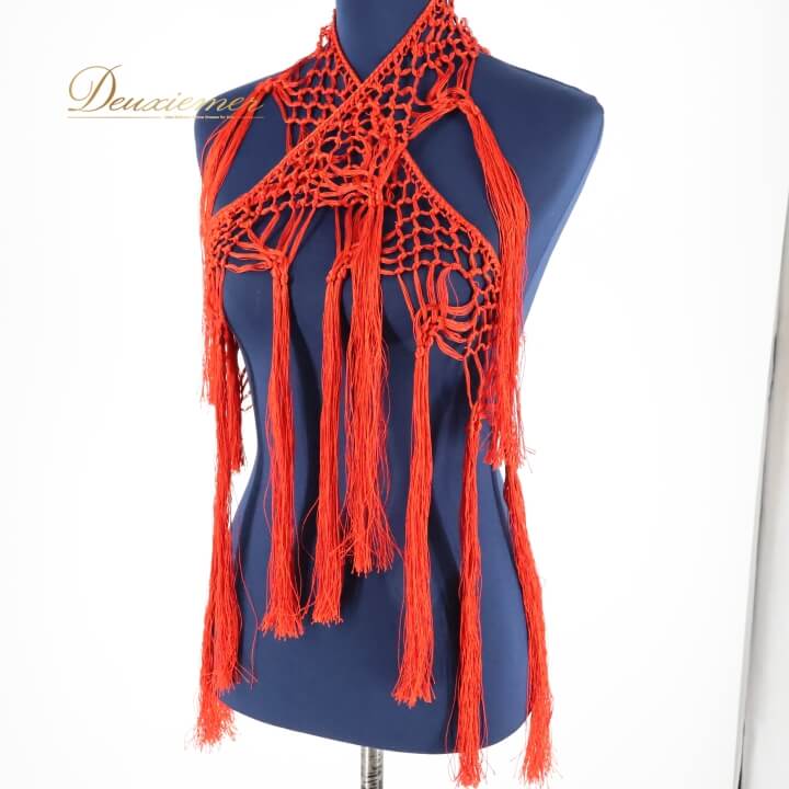 【中古】フラメンコ 衣装 シージョ ピキージョ 小物 レッド系 赤 シンプル 編み込み アクセサリー フレ..