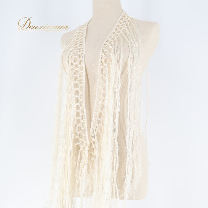 【中古】フラメンコ 衣装 シージョ 編み込み フレコ フリンジ 飾り 小物 装飾 ダンス パーティ 発表会 白 無地 ホワイト系 流れるデザイン ステージ用 コスチューム アクセサリー 服飾 レディース フェスティバル 高級感 C022-2511069001634