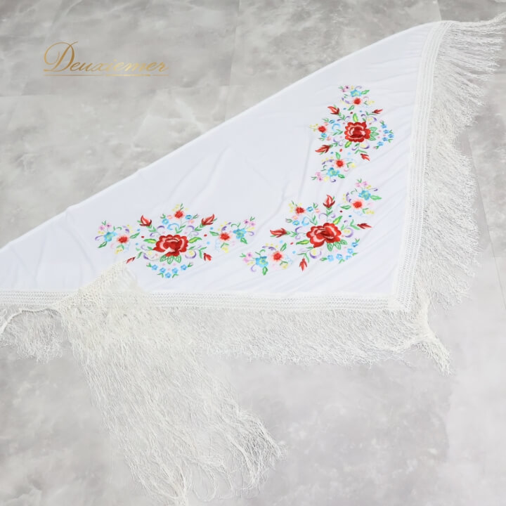 【中古】フラメンコ 衣装 まとめ売り セット シージョ ガルガンティージャ 白 刺繍 フレコ 薔薇 花柄 ..