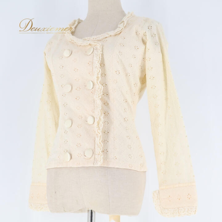 【中古】SONIA JOHNES ソニアジョーンズ フラメンコ 衣装 トップス ブラウス 長袖 レース フリル ボタ..