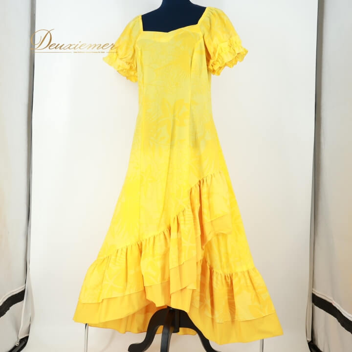 【中古】MermaidLine MMJ マーメイドライン フラダンス 衣装 ワンピース ドレス イエロー系 黄 フラ ダンス エムエムジェイ 日本製 ハワイアン...