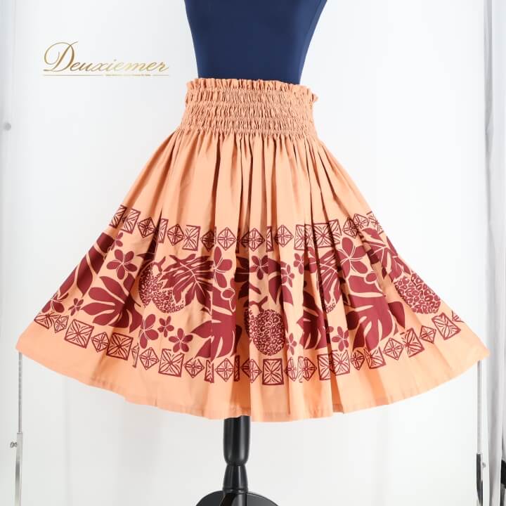 【中古】LeiAloha フラダンス 衣装 パウスカート オレンジ系 フラ ダンス シングル レッスン プルメリ..