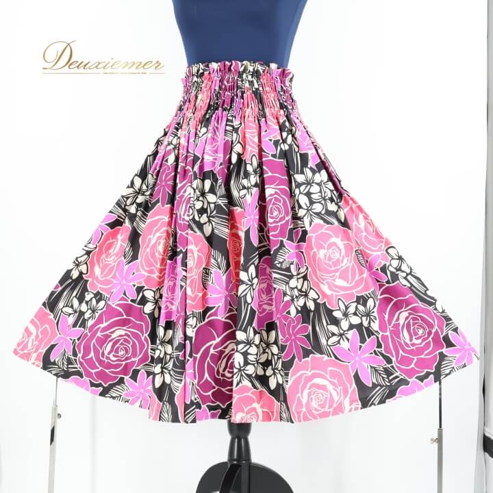 【中古】ハレハワイイ フラダンス 衣装 パウスカート ブラック系 パープル系 シングル フラ ダンス プ..