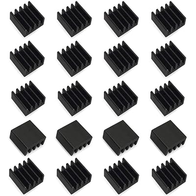 20個のミニヒートシンク8.8x8.8x5 mmアルミニウムブラック 全2サイズ