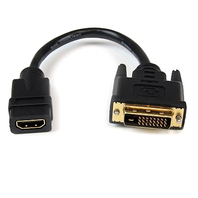 StarTech.com HDMI - DVI-D変換ケーブルアダプタ 20cm HDDVIFM8IN商品説明【商品説明】style : HDMI メス - DVI オス1x HDMI メスコネクタ、 1x DVI-D オスコネクタブレードシールド+アルミマイラーホイルstyle : HDMI オス - DVI メス20cm DVI - HDMI変換ケーブル：コネクタ型のアダプターとは異なり、HDMIポートへの負担を軽減するためにケーブル一体型のHDMI（オス）- DVI（メス）変換アダプターケーブルディスプレイの拡張：HDMI対応デバイスとDVI-D対応デバイスの双方向接続が可能な映像変換ケーブル。ディスプレイの複製、拡張モードに対応優れた耐久性・携帯性：アルミマイラー箔と編組シールドで構されたHDMI（オス）- DVI（メス）コンバーター。スリムなデザインは、外出先でのプレゼンテーションにも理想的プラグアンドプレイ: ドライバーのインストール不要であらゆるデバイスに適した1080p対応ディスプレイ変換アダプターケーブルStarTech.comの強み：30年以上に渡りITプロに選ばれる製品を展開。メーカーによる製品に関する質問や相談の無料・無期限対応