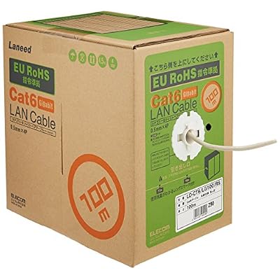 エレコム LANケーブル 300m 自作用 RoHS指令準拠 CAT6 ライトグレー LD-CT6/LG300/RS商品説明【商品説明】color : ライトグレー pattern : 1)ケーブル単品 size : 300mCat6準拠LANケーブルの自作用長尺タイプです。ケーブル内に十字介在を入れることで信号の干渉を防止し、安定したデータ転送を実現します。1m毎にレングスマークが入っています。 ※レングスマークは残量の目安です。PLC、ADSL回線、CATV回線、光通信回線、ISDN回線に対応しています。EUの「RoHS指令(電気・電子機器に対する特定有害物質の使用制限)」に準拠(10物質)した、環境にやさしい製品です。color : ライトグレー pattern : 1)ケーブル単品 size : 100mCat6準拠LANケーブルの自作用長尺タイプです。ケーブル内に十字介在を入れることで信号の干渉を防止し、安定したデータ転送を実現します。1m毎にレングスマークが入っています。 ※レングスマークは残量の目安です。PLC、ADSL回線、CATV回線、光通信回線、ISDN回線に対応しています。EUの「RoHS指令(電気・電子機器に対する特定有害物質の使用制限)」に準拠(10物質)した、環境にやさしい製品です。color : ブルー pattern : 1)ケーブル単品 size : 300mCat6準拠LANケーブルの自作用長尺タイプです。ケーブル内に十字介在を入れることで信号の干渉を防止し、安定したデータ転送を実現します。1m毎にレングスマークが入っています。 ※レングスマークは残量の目安です。PLC、ADSL回線、CATV回線、光通信回線、ISDN回線に対応しています。EUの「RoHS指令(電気・電子機器に対する特定有害物質の使用制限)」に準拠(10物質)した、環境にやさしい製品です。