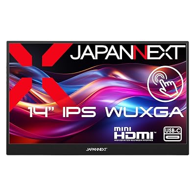 JAPANNEXT 14インチ モバイルモニター JN-MD-IPST14WXブランドJAPANNEXT色ツートン(ブラック/シルバー)モデルJN-MD-IPST14WX商品説明【商品概要】14インチのIPSパネルを搭載し、WUXGA(1920×1200)解像度に対応したモバイルディスプレイです。WUXGA(1920×1200)解像度(アスペクト比16:10)は、従来のフルHD(1920×1080)解像度(アスペクト比16:9)より縦の解像度が11%大きいので、ニュースやブログなどのウェブサイトを一度に表示できるコンテンツ量が増えます。10点マルチタッチに対応したタッチパネルを搭載し、画面のスクロールや写真のピンチズームなど、直感的に画面の操作を行うことが可能です。※タッチ操作はWindows環境でのみご利用可能です。約700gの軽量設計と最薄部12mmの薄型本体は、優れた携帯性を備えています。ワーケーション中や外出先、ご自宅のリビングなど、大きなディスプレイを設置できないさまざまな環境でも、手軽にマルチディスプレイ環境を構築可能です。高精細な画面により、写真や資料の表示はもちろん、プレゼンテーション時にお客様へ画面をお見せしたり、外出先でゲームや動画コンテンツを楽しむなど、幅広い用途に対応します。入力端子としてハイブリッド対応(モニターへの電源と映像を1本で送信)のUSB-Cを2つとminiHDMIを1つ装備します。※miniHDMI使用時にはUSB-C端子から電源供給が必要になります。モニター背面にキックスタンドを搭載しているので自立して使用することができ、どこでもデュアルディスプレイ環境の構築が可能です。また、携帯時に便利なソフトケースを同梱。製品本体をホコリや傷から守り、持ち運びに最適です。75×75mmのVESAマウントに対応しており、モニターアームなどに取り付けて使用することも可能です。モニター画面のフリッカー(ちらつき)、およびブルーライト(青色光)を軽減し、目の負担を軽くします。1W×2のスピーカーを内蔵していますので、動画やゲームなどをお楽しみいただけます。本製品には、2年間のメーカーが付きます。【商品説明】【商品詳細】ブランド：JAPANNEXT商品種別：パソコン・周辺機器商品名：JAPANNEXT 14インチ モバイルモニター JN-MD-IPST14WX製造元：JAPANNEXT商品番号：JN-MD-IPST14WX発売日：2026年02月26日色：ツートン(ブラック/シルバー)【当店からの連絡】