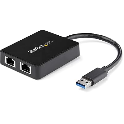 StarTech 10/100/100 -デュアルポートギガビットイーサネットアダプタのW/USBポートにUSB 3.0、USBギガビットLANネットワークNICアダプタ（USB32000SPT）、 デュアルイーサネット ブラック devicecollect-10014407 デバイスコレクト パッケージ画像