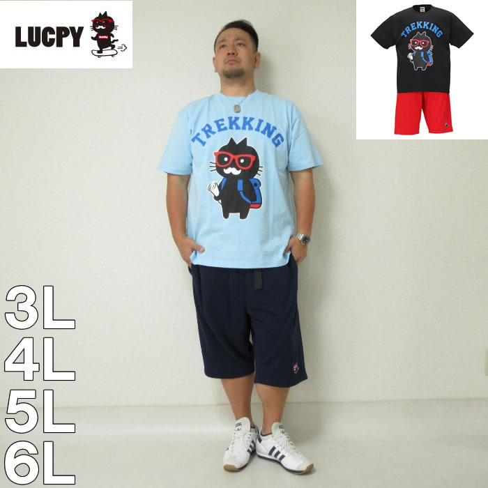 大きいサイズ メンズ LUCPY - 半袖 Tシャツ+ミニ 裏毛 ハーフパンツ（メーカー取寄）3L 