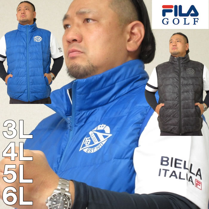 大きいサイズ メンズ FILA GOLF-ライトダウンベスト（メーカー取寄） ゴルフウェア フィラゴルフ 3L 4L 5L 6L