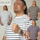 大きいサイズ メンズ Mc.S.P オーガニック コットン ボーダー クルーネック 半袖 Tシャツ(メーカー取寄)エムシーエスピー 3L 4L 5L 6L 7L 8L 大きい サイズ キングサイズ ビッグサイズ デビルーズ インナー おしゃれ ブランド カットソー メンズファッション 春 夏 服