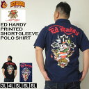 大きいサイズ メンズ Ed Hardy 鹿の子 プリント ポリ コットン 半袖 ポロシャツ(メーカー取寄)エドハーディ 3L 4L 5L 6L 8L 大きい サイズ ビッグサイズ キングサイズ ブランド おしゃれ ポロシャツ ポロ 夏 春 トップス 春服 夏服 制服 ブランド(4)