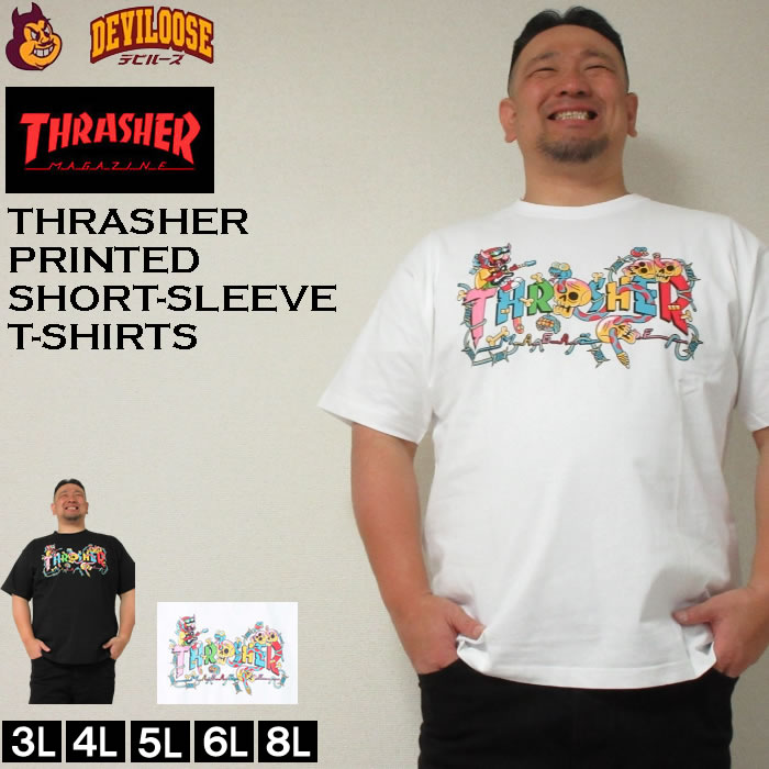 大きいサイズ メンズ THRASHER devil's Music コットン 半袖 Tシャツ（メーカー取寄）3L 4L 5L 6L 8L スラッシャー 春 夏 服 キングサイズ ビッグサイズ 大きい サイズ デビルーズ インナー おしゃれ ブランド カットソー メンズファッション 春 夏 服