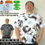 大きいサイズ メンズ 吸水速乾 紫外線対策 NECOBUCHI-SAN DRYハニカムメッシュ昇華総柄 半袖Tシャツ(..