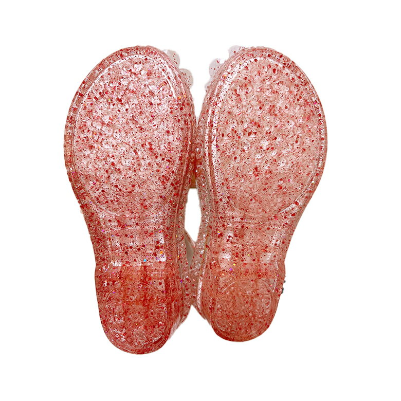 【送料無料】 Disney Princess ディズニー プリンセス (アリエル/シンデレラ/ベル/ラプンツェル) ガラスの靴 サンダル ピンク マジックテープ クリアサンダル リゾート 女の子 ビーチ 女児 ラメ キラキラ キッズ こども(216102314 tk290025) 3