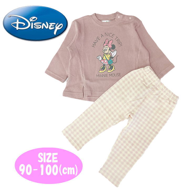【1点までメール便OK】Disney ディズニー ミニーマウス Minnie ワッフル×ストレッチ ベビー服 長袖パジャマ ナイトウェア 赤ちゃん 女児 ギフト お誕生日 お祝い 出産祝い プレゼント (215106701-10 tk2300213)のサムネイル