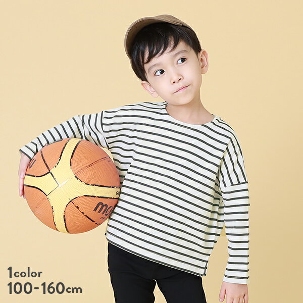 【39%OFF】ゆるっとボーダー 長袖Tシャツ 子供服 キッズ 男の子 女の子 長袖Tシャツ ロンT トップス 長袖のサムネイル