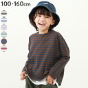 【LIMITED SALE 22 OFF】ゆるっとボーダー 長袖Tシャツ 子供服 キッズ 男の子 女の子 トップス 長袖Tシャツ ロンT 綿100 吸汗