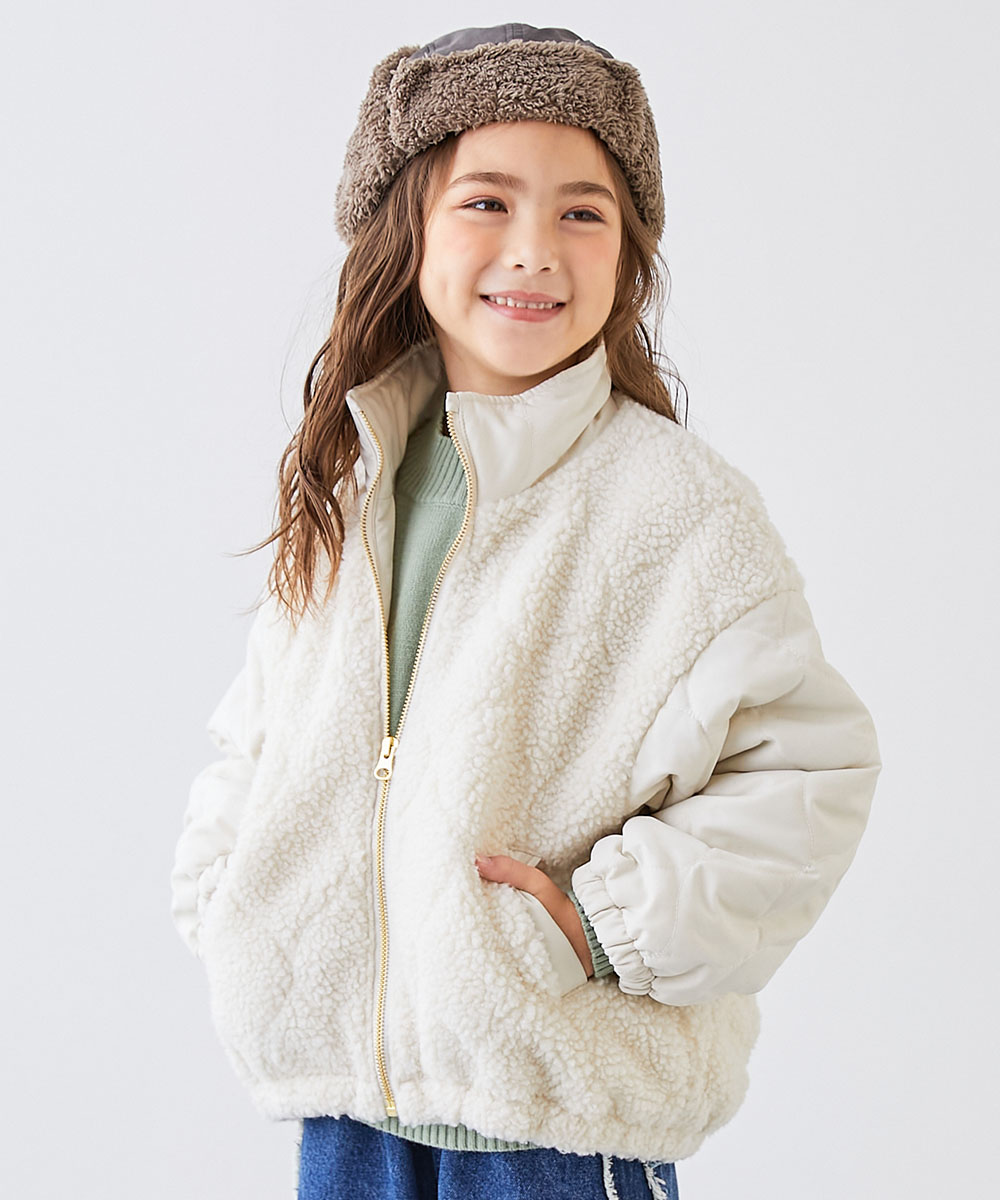 楽天市場】ボア ジャケット キッズ（カラーホワイト）の通販