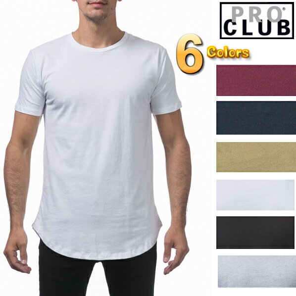 PRO CLUB Men’s Curved Hem Longline Short Sleeve Tee(プロクラブ) ライトウェイト　ロング丈 カーブ半袖TシャツPROCLUB 無地/プレーン (S/S TEE)Pro club 大きいサイズメンズ　トールサイズ　カーブT 作業着